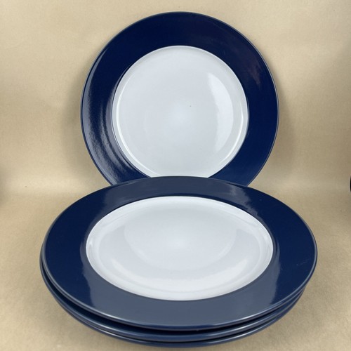 Royal Norfolk Blue & White Stoneware Dinner Plates 10.5” Set of 4