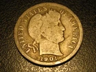 1901-P 90% Silver Barber Dime