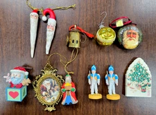 Vintage Lot of 11  Assorted Holiday Christmas Ornaments Santa Ceramic Metal