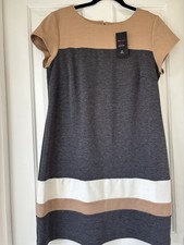 BHS Women’s Grey/Camel/Ivory Tunic Top Size 14