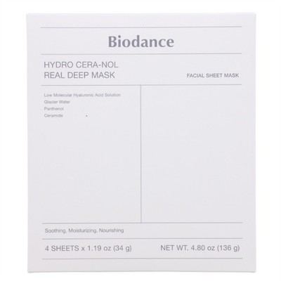 BIODANCE Hydro Cera-Nol Real Deep Maske 4 St je 34g Gesichtsmaske Feuchtigkeit
