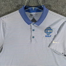 Nike Golf Polo Shirt Mens L Blue White Striped Dri-Fit Standard Fit 725520-480