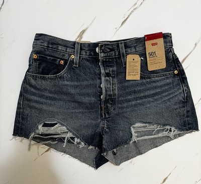 Levi's 501 Women's Black Denim High Rise Cut-Off Shorts 5-Pocket Size 30