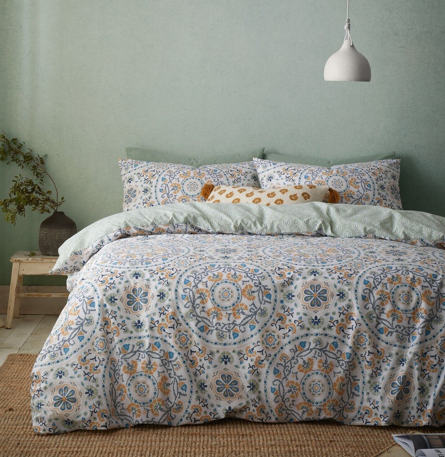 Pineapple Elephant Safiya Mandala Duvet Cover King Bed Quilt Bedding Set Green