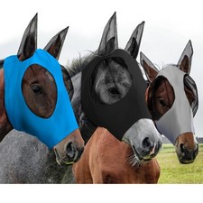 Weewooday 3 Pcs Horse Fly Masks for Horses Fly Masks with Ears Smooth and Ela...