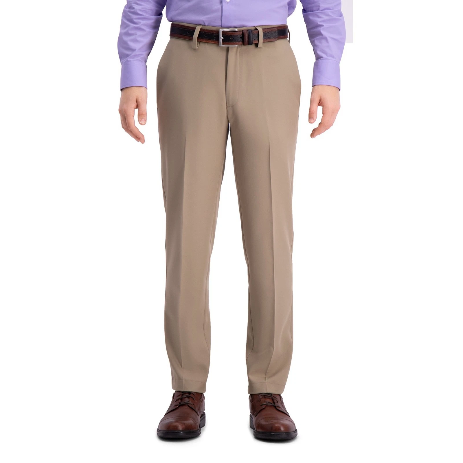 Haggar Mens Slim fit Dress Pants 29 / 30 Beige Solid