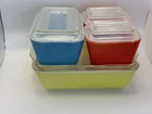 Vintage Pyrex Primary Colors 8 Piece 501, 502, 503 Refrigerator Dishes & Lids