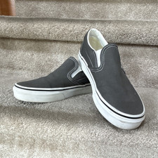 VANS Classic Slip-On Slip-On Canvas Low Top Sneakers Gray/White Rubber Sole