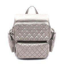 Chanel Leather Matelasse Backpack Women Silver One Size