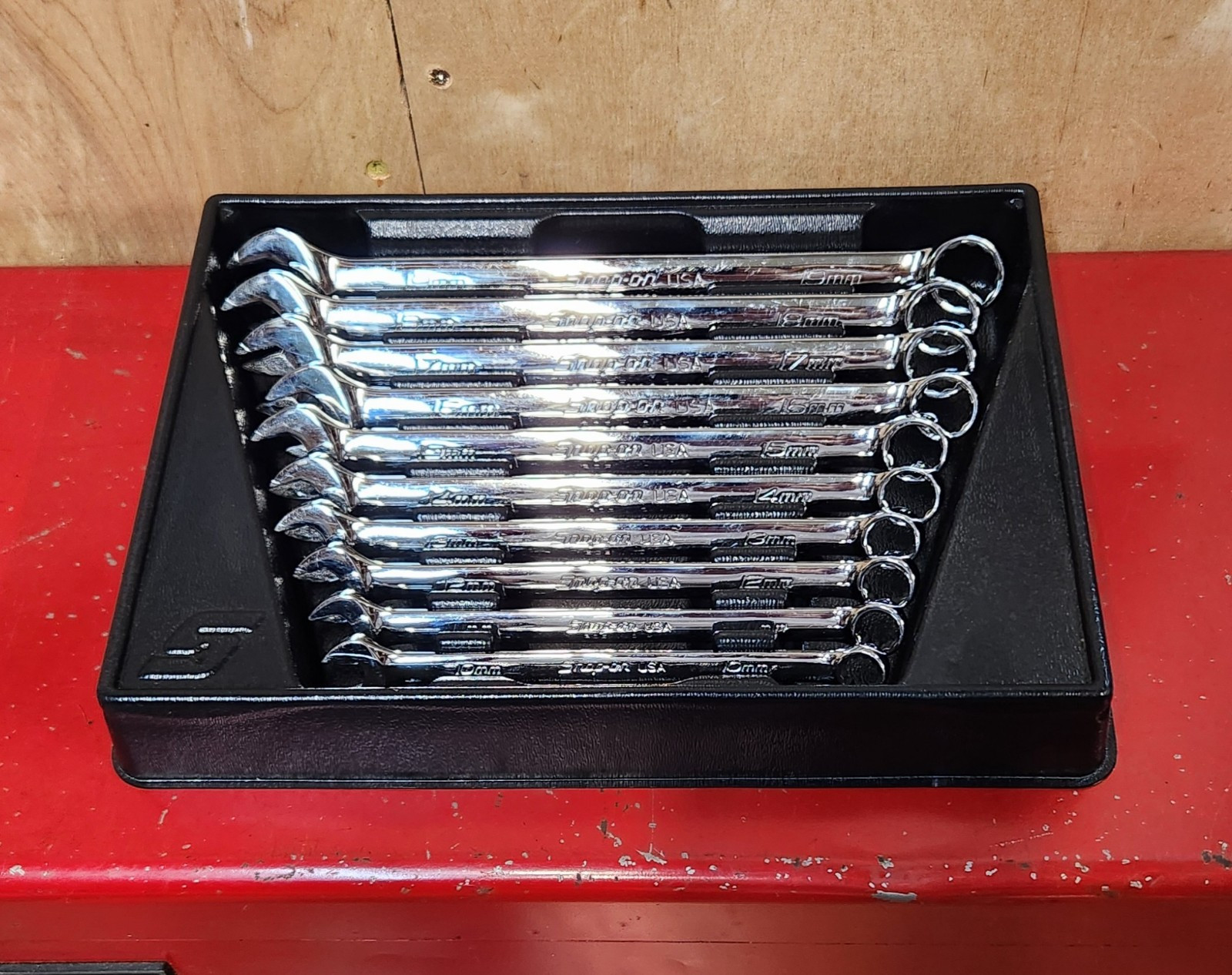 Juego de llaves combinadas Snap-on métricas 10 piezas Flank Drive Plus 10 mm-19 mm SOEXM710