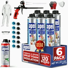 apel Spray Foam Insulation Kit (6 x 32.80 oz./120 Bd ft) Heat and Acoustic Insul