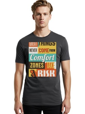 Great-Things-Never-Come-From Mens Graphic Tee,100% Cotton,Casual Summer Wear