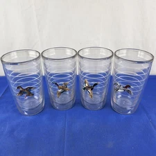 Set Of 4 Vintage TERVIS 16 oz. Insulated Tumbler Clear Plastic Ducks in Flight