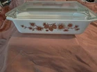 Vintage 1960s PYREX GOLD Pinecone Design Casserole Dish 575-B w Lid 2 QT