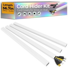 56.7in Cable Hider Cord Hider, Wire Covers for 2-4 Cords on Wall, Premium Cor...