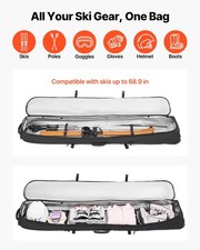New Ski Roller Bag, Up to 68.9 in/175 cm, Padded Snowboard Bag with Wheels New