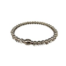 Bangle Bracelet Silver Faceted Crystal Rhinestone Magnetic Silver Tone
