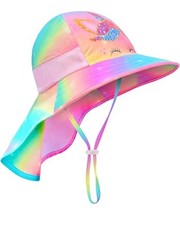 Sun Hat for Kids Anti-UV Girls Boys Sun Hats Wide 3-8 Years Rainbow Unicorn