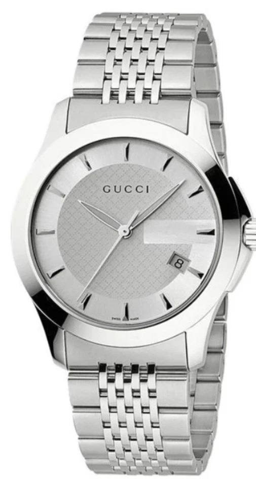 GUCCI YA126401 Date G Timeless Silver Tone Stainless Steel Bracelet Men's Watch - Image 2 of 4