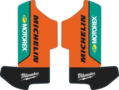 KTM 125 oder 390 Enduro R 2025 Gabelschutz Grafik orange Motorex Decals Sticker