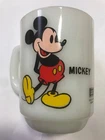 4 Vtg Disney Mickey Minnie Daisy Donald Milk Glass Mug Anchor Hocking Pepsi