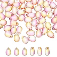 Teardrop Czech Glass Beads, 100 Pcs Bohemia Beads, Red Pink Gradient, 6x9mm