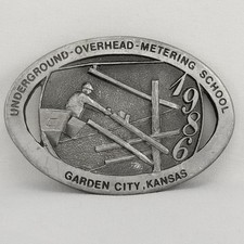 Vintage Belt Buckle 1986 Underground Overhead Metering School Garden City Kansas