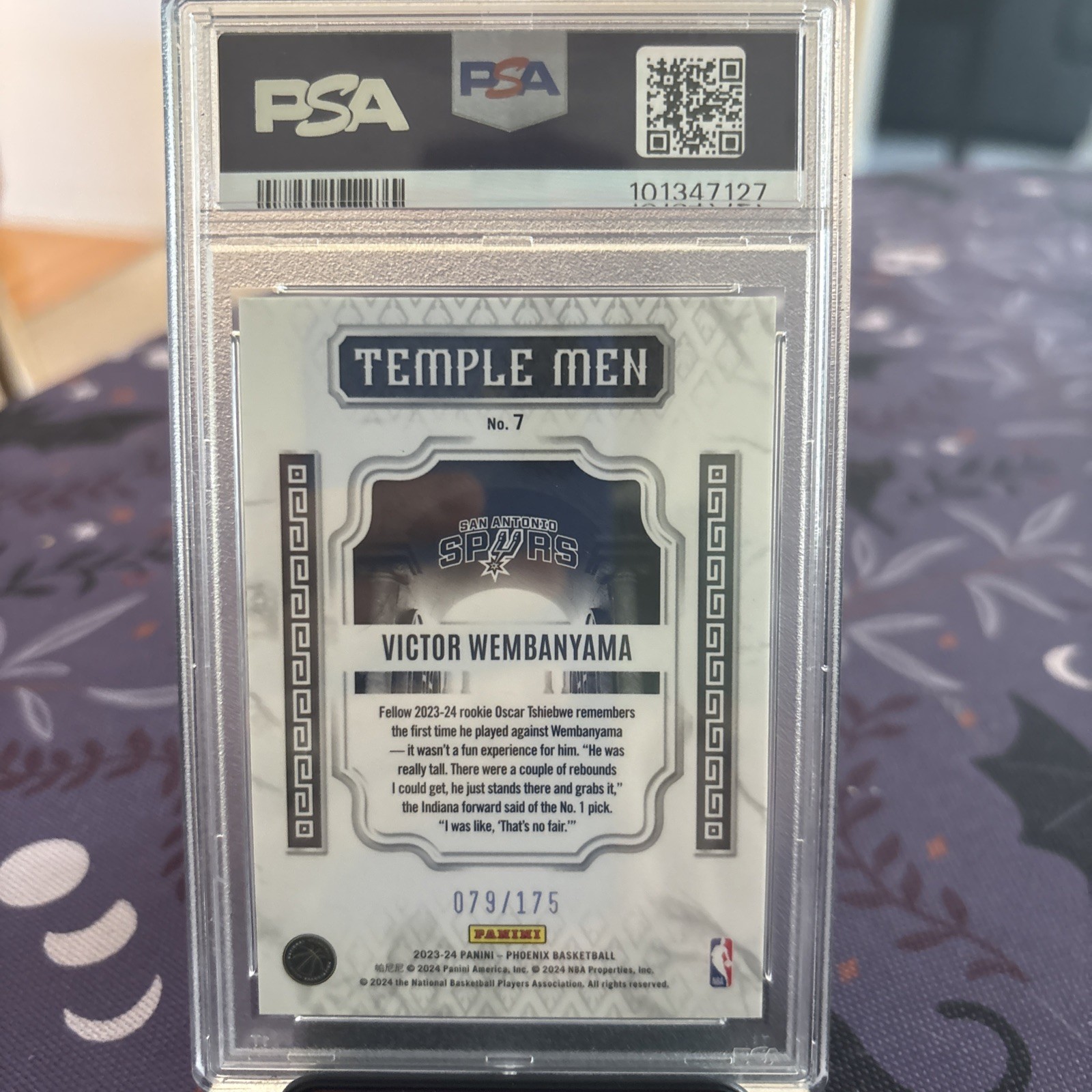 2023 Panini Phoenix Temple Men Victor Wembanyama RC Green Lazer /175 PSA 10 view 2