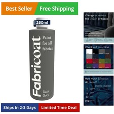 Fabric Upholstery Paint Dye - 250ml / 8.5 Fl Oz Dark Grey - Restore or Chan...