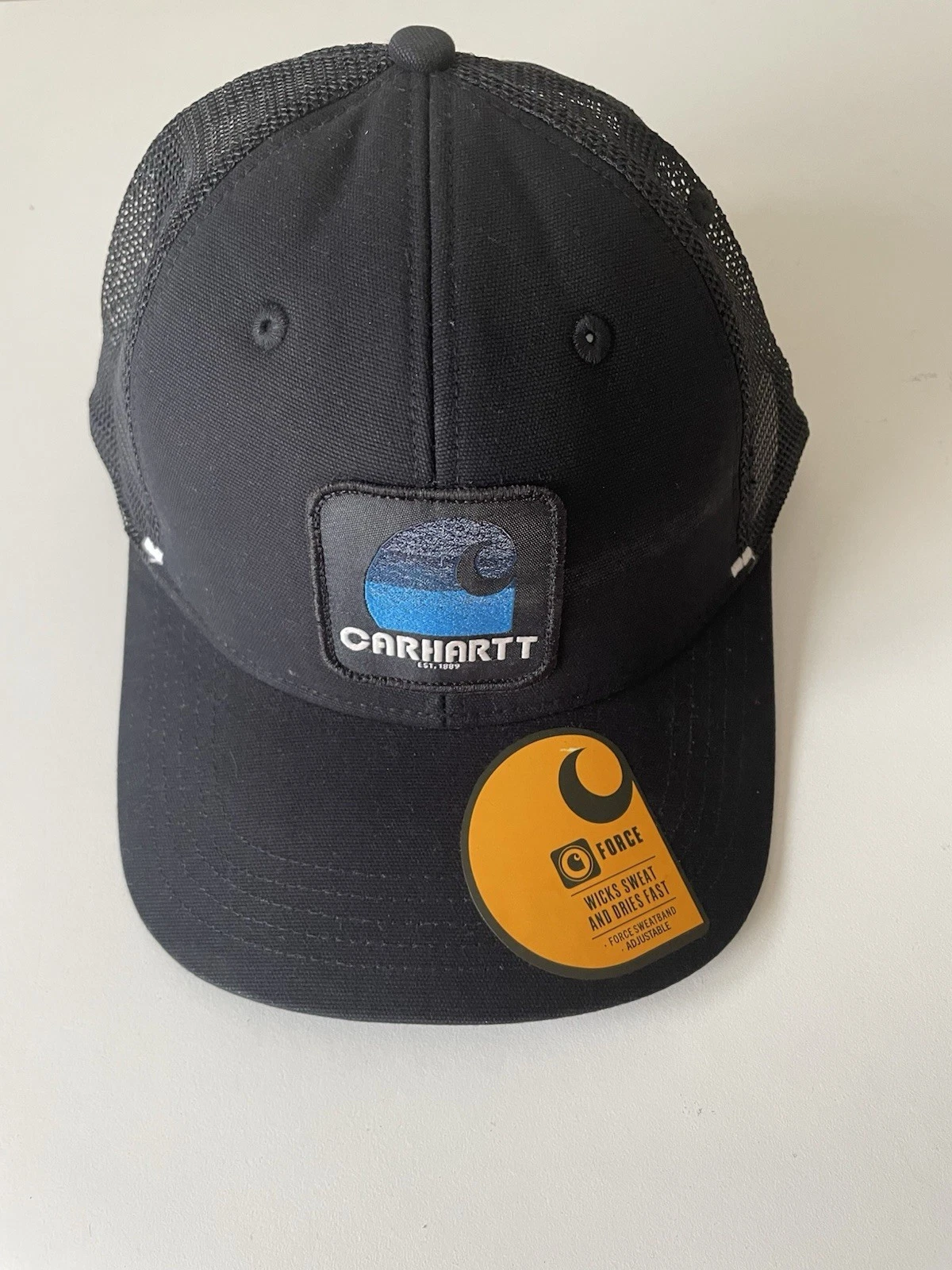Carhartt Black Force Canvas Mesh Back Graphic Logo Workwear Cap