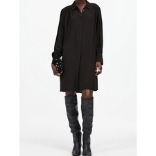 NWT Madewell Relaxed Button-Front Mini Dress Black XL