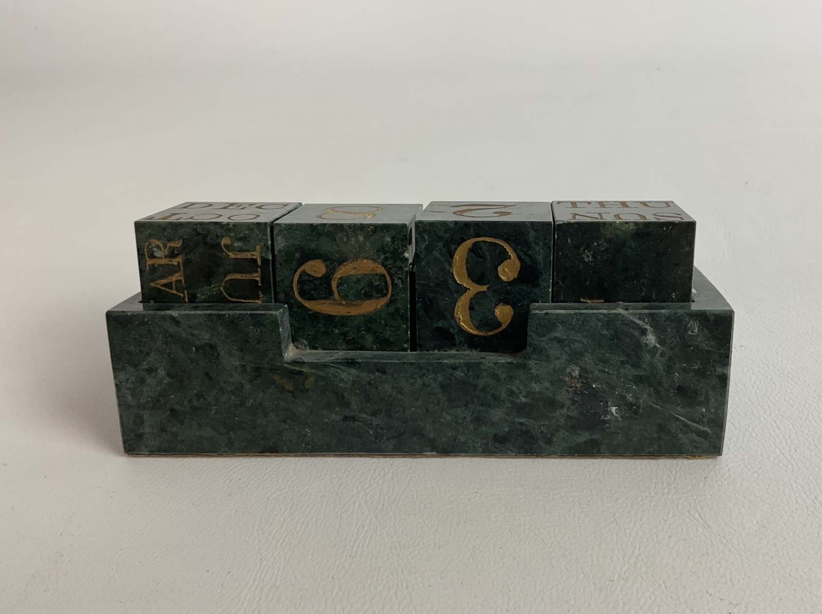 Vintage marble block calendar date month Day