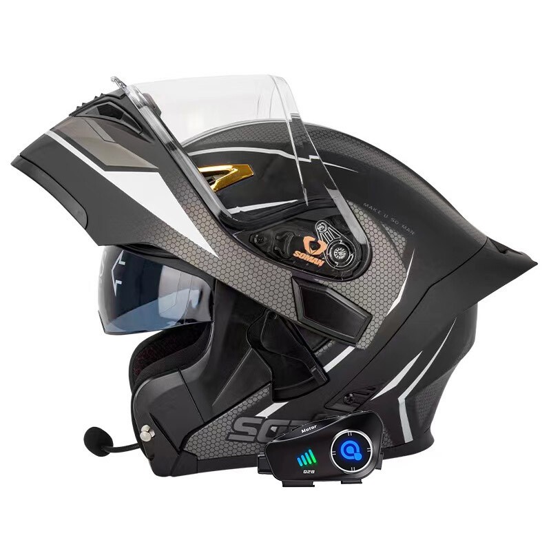 Khptop Casque de moto Bluetooth, écouteurs Sking, suppression du bruit CVC, musique stéréo