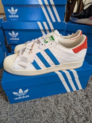 adidas Originals Superstar Men s Lace-Up Sneakers White/Blue/Red US 9.5