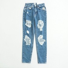 BDG Urban Outfitters Mom Jeans Size 25 High Rise Distressed Ripped Denim Blue