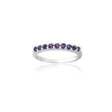 925 Silver 9/25ct Amethyst Semi-Eternity Band Ring