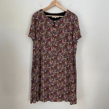 Loft Womens XL Paradise Pintucked Side Tie Dress Short Sleeve Animal Print