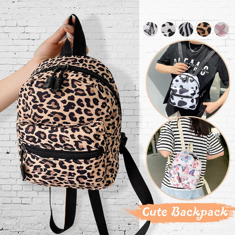 Girls Leopard Print Mini Backpack Travel Bag Small Handbags Shoulder  Rucksack