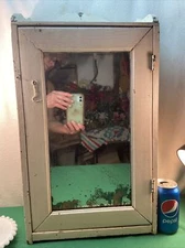 Vtg 1920-30’s? Primitive Handmade White Wood Medicine Cabinet Shaving Mirror