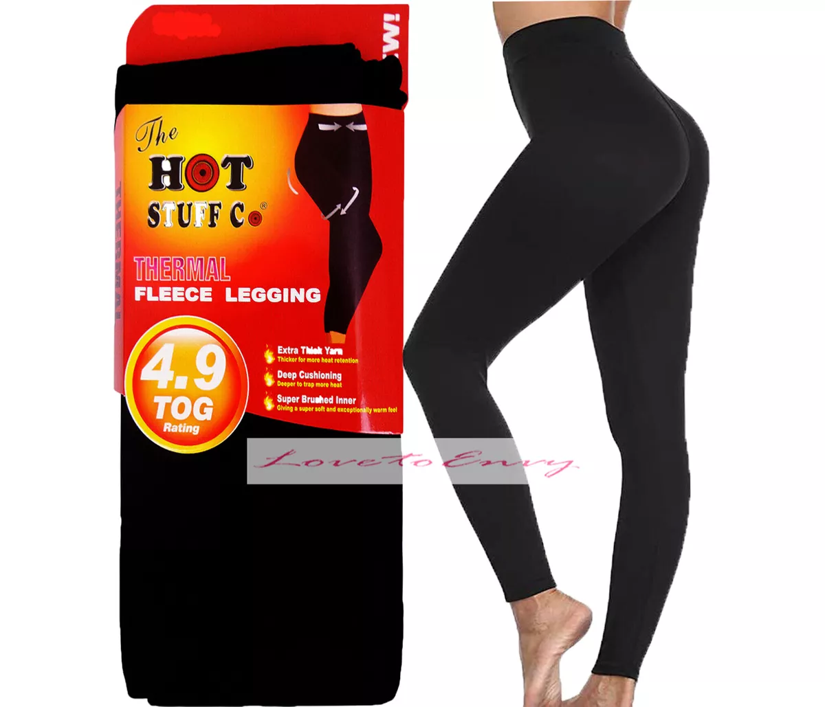 Ladies Thermal Leggings Cozy Fleece Lined Winter Warm Black THICK Base Pants