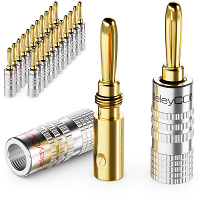 deleyCON 24x Bananenstecker vergoldet schraubbar Lautsprecherkabel 4mm Receiver
