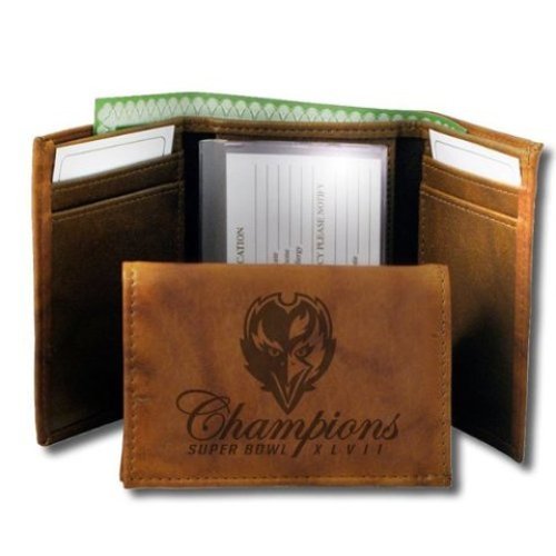 BALTIMORE RAVENS Cartera en relieve Tríptico Super Bowl XLVII 100% cuero - Imagen 1 de 1