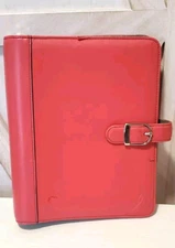 Pink Ribbon LEATHER Day Timer Planner BINDER Organizer Classic 7 Ring