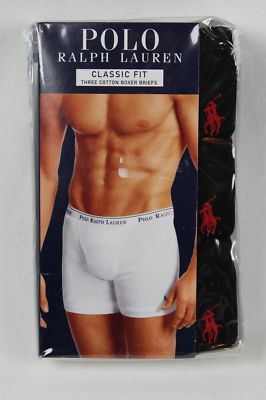 Ralph Lauren 3 Pack Black Cotton Boxer Briefs NWT