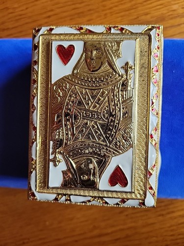 Edgar Berebi Queen Of Hearts Card Box Limited Edition Gold Plate Enamel READ - Picture 2 of 24