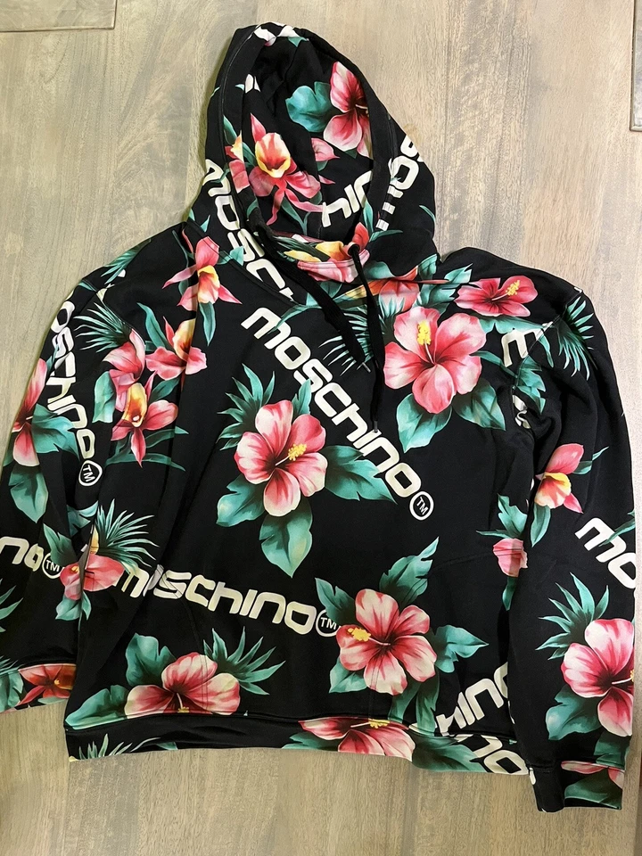 Толстовка с капюшоном Moschino Jeremy Scott Era гавайский логотип черная размер 44 XL - Изображение 4 из 4