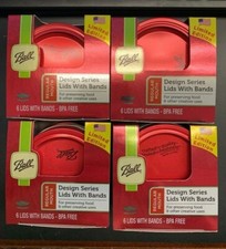 4x Ball Design Series Regular Mouth 6-Pack Jar Lids with Bands -BPA Free 24Total