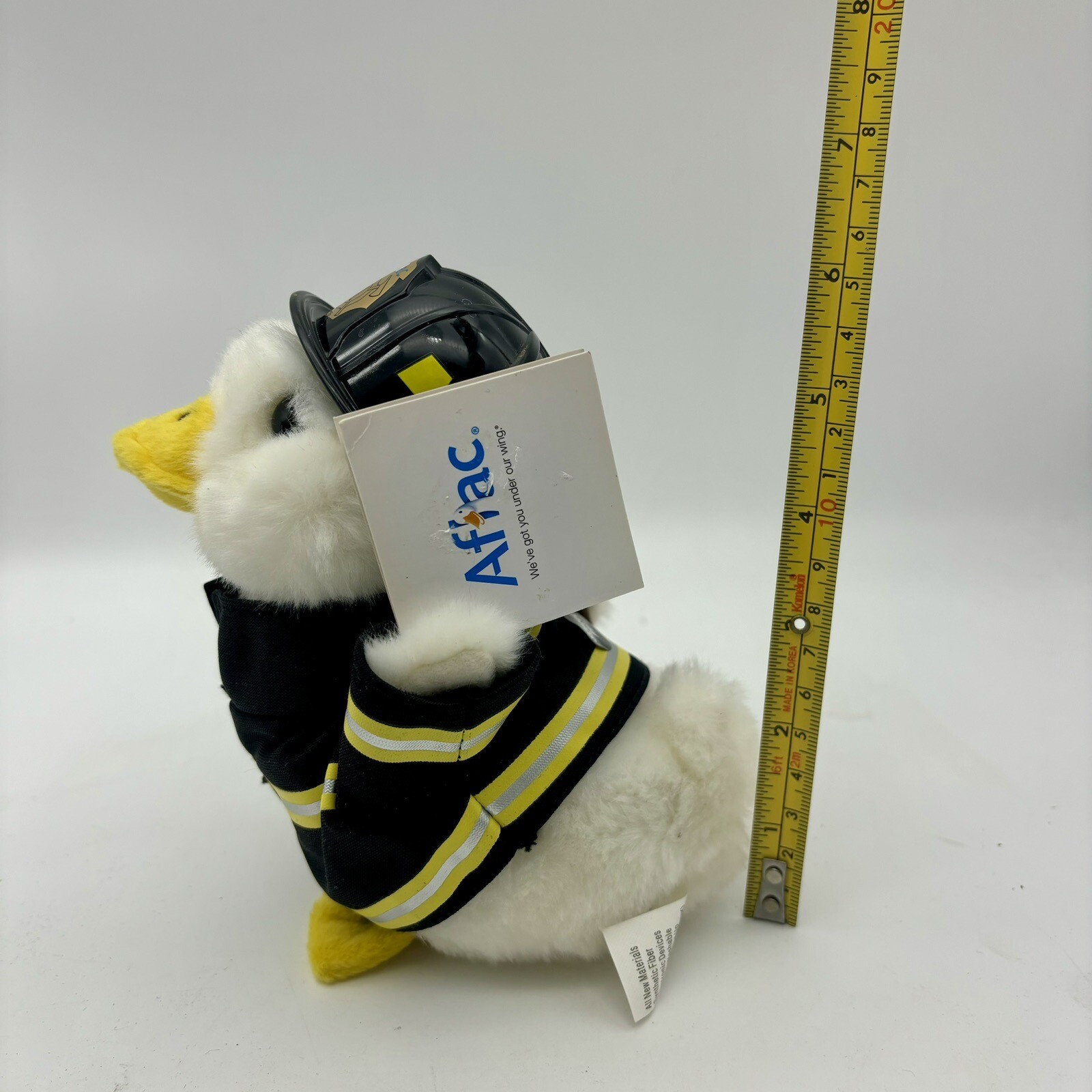 Aflac Talking Duck 6" Plush Fireman Suit Hat Red Axe Voice Works Says “Aflac” 😜