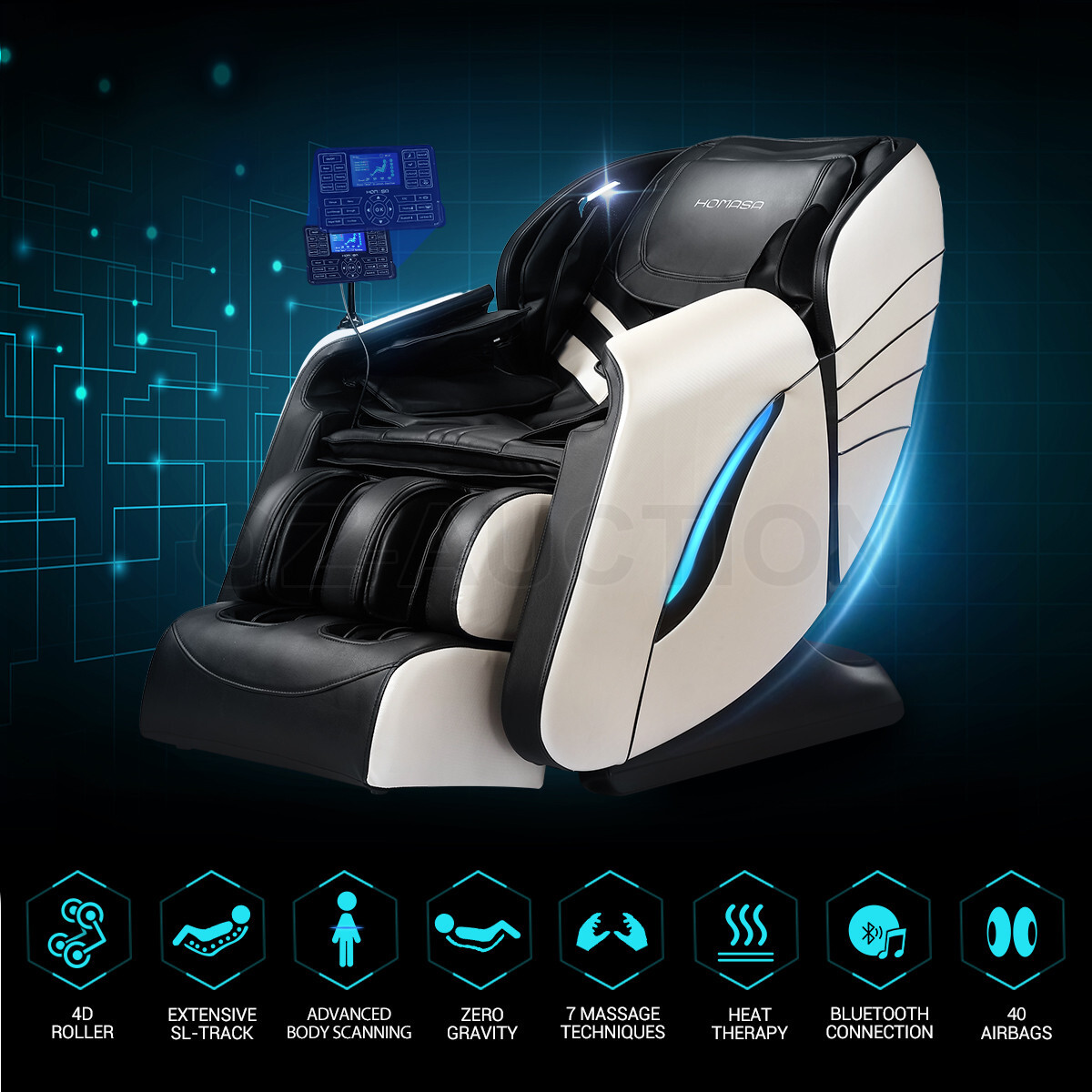 HOMASA 4D Massage Chair SLTrack Electric Recliner Chair Shiatsu