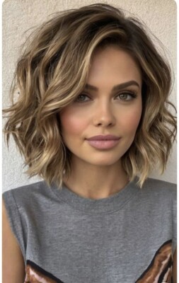 Wavy Ash Brown Blonde Highlight Spitze Front 100% menschliches Haar Perücken